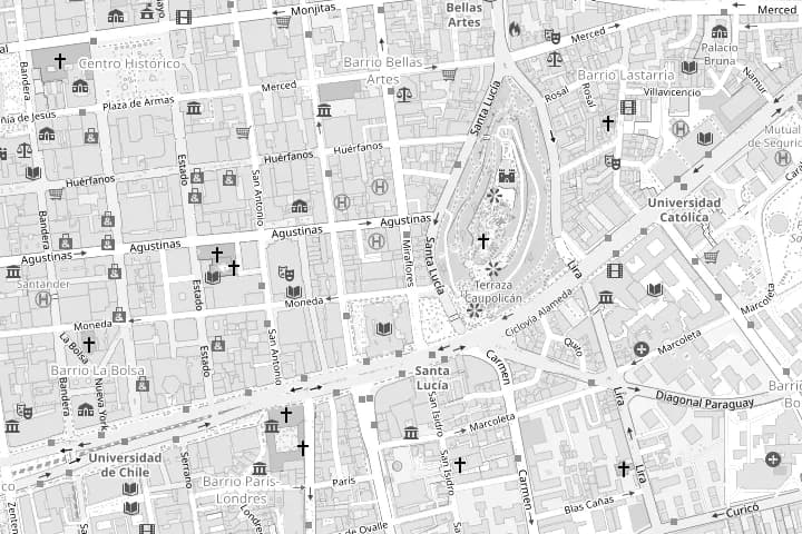 Mapa de las calles alrededor de Mac Iver 142, Santiago Centro